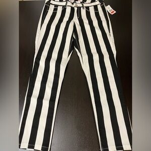 Saks Fifth Avenue Black and White Striped Straight Leg Pants